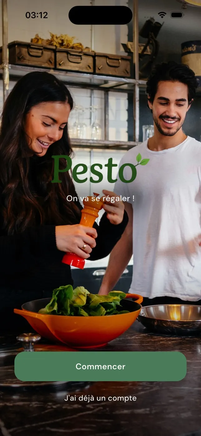 Écran d'accueil de Pesto